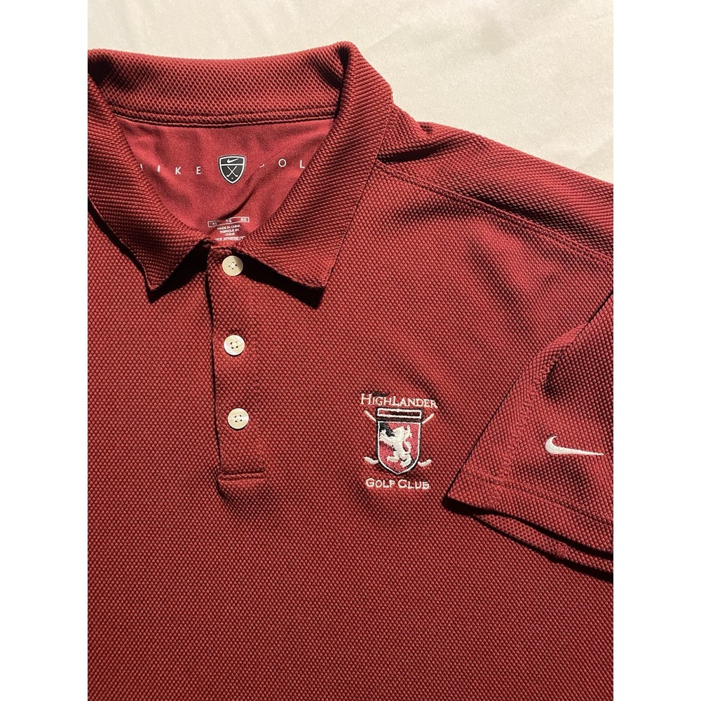 Nike Golf Performance Sphere Dry Men's XL Red Polo Textured Fabric Embroidered
